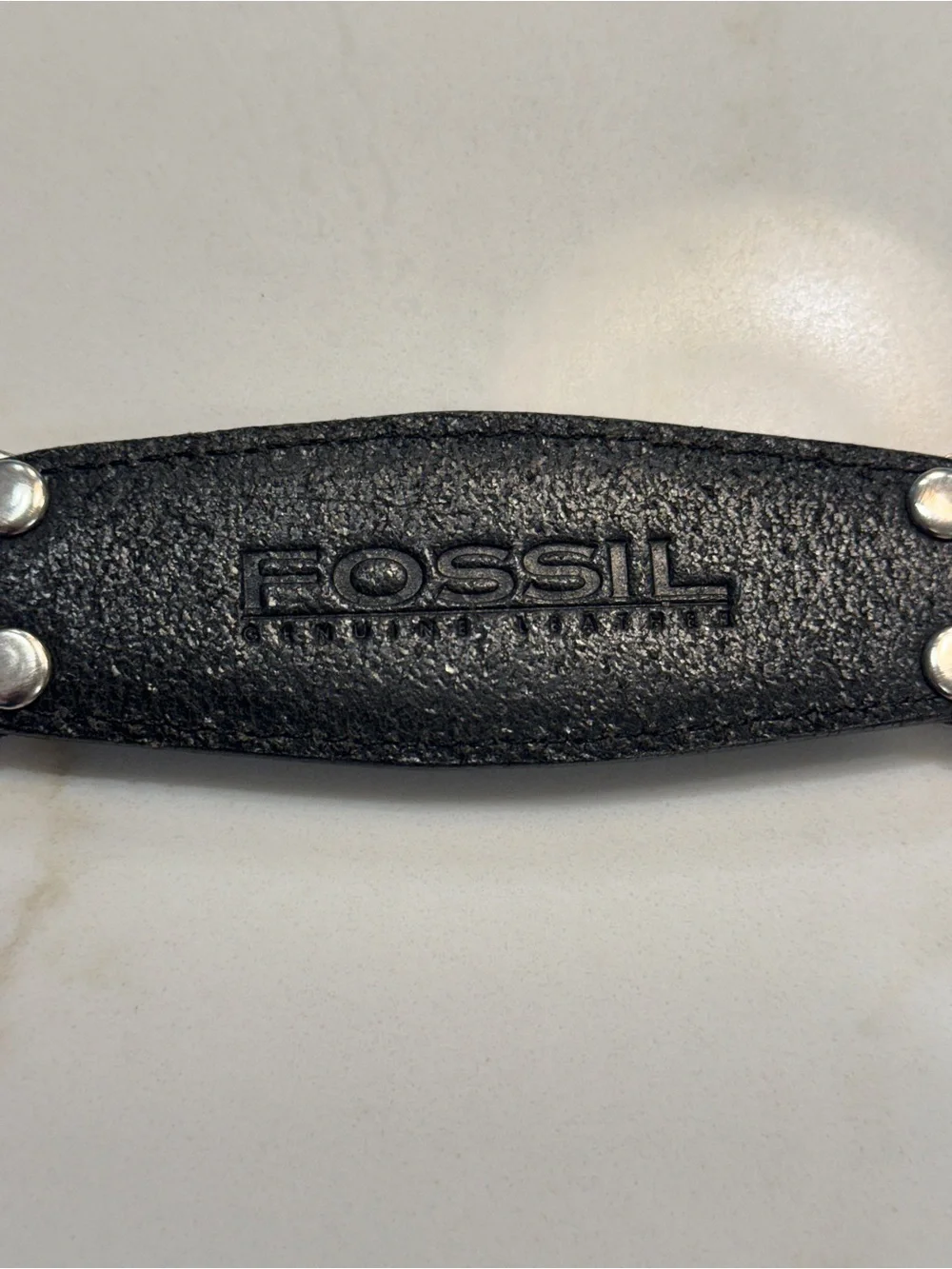 Fossil BT7704 Black Leather Silver Concho Western Belt Medium